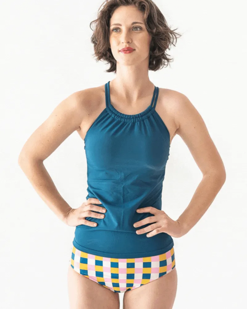 Indigo Double-Cinch Tankini Top