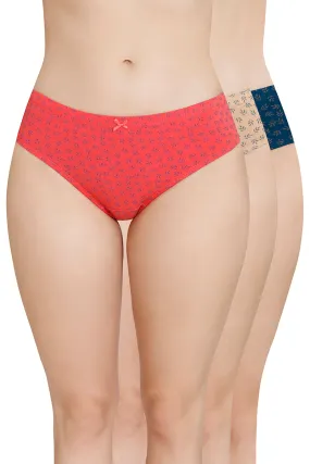 Inner Elastic Printed Mid Rise Bikini Panty (Pack of 3)