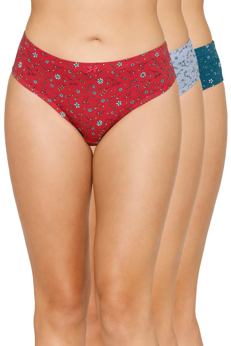 Inner Elastic Printed Mid Rise Bikini Panty (Pack of 3)