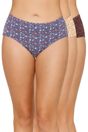 Inner Elastic Printed Mid Rise Hipster Panty (Pack of 3)