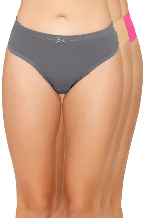 Inner Elastic Solid Mid Rise Bikini Panty (Pack of 3)