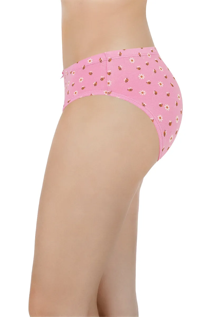 Inner Elastic Waistband Bikini Assorted Panty (Pack of 3 Colors & Prints May Vary)