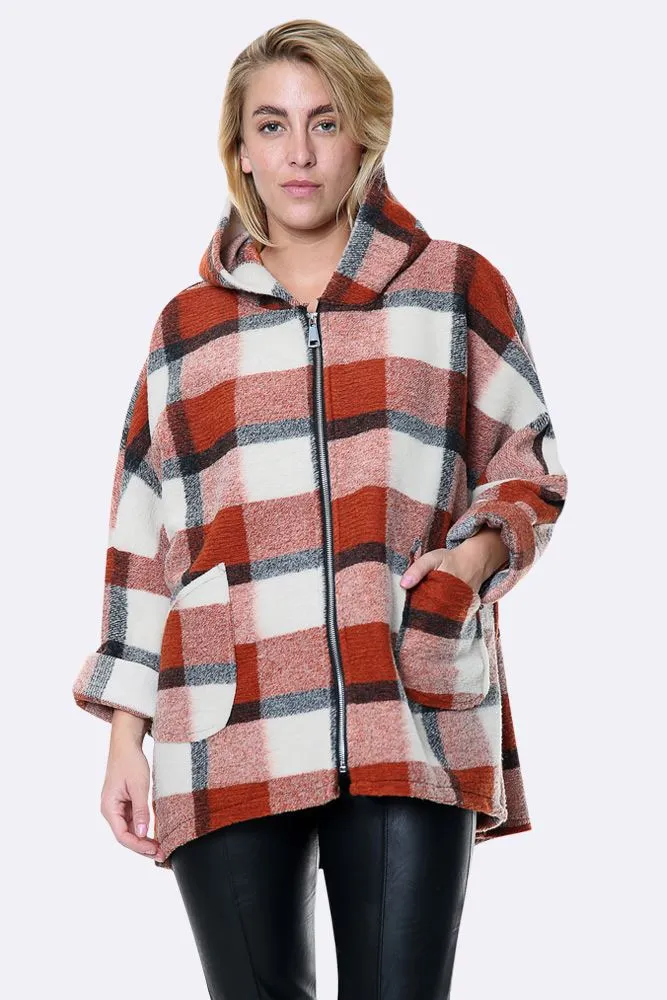 Italian Wool Chunky Midi Check Coat