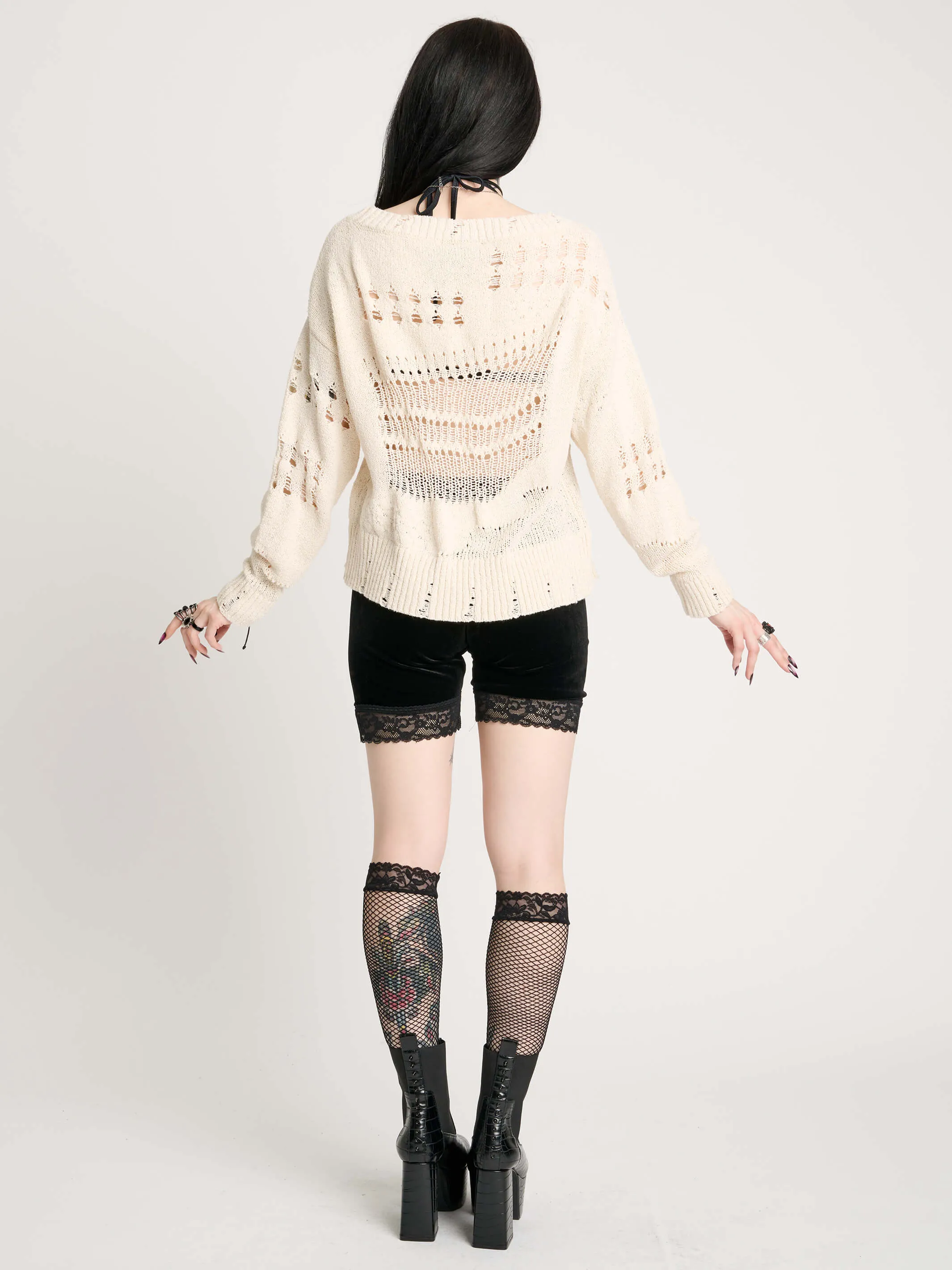 Ivory Distressed Sweater