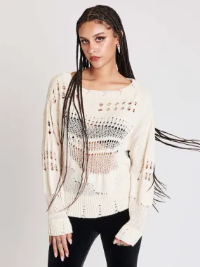 Ivory Distressed Sweater