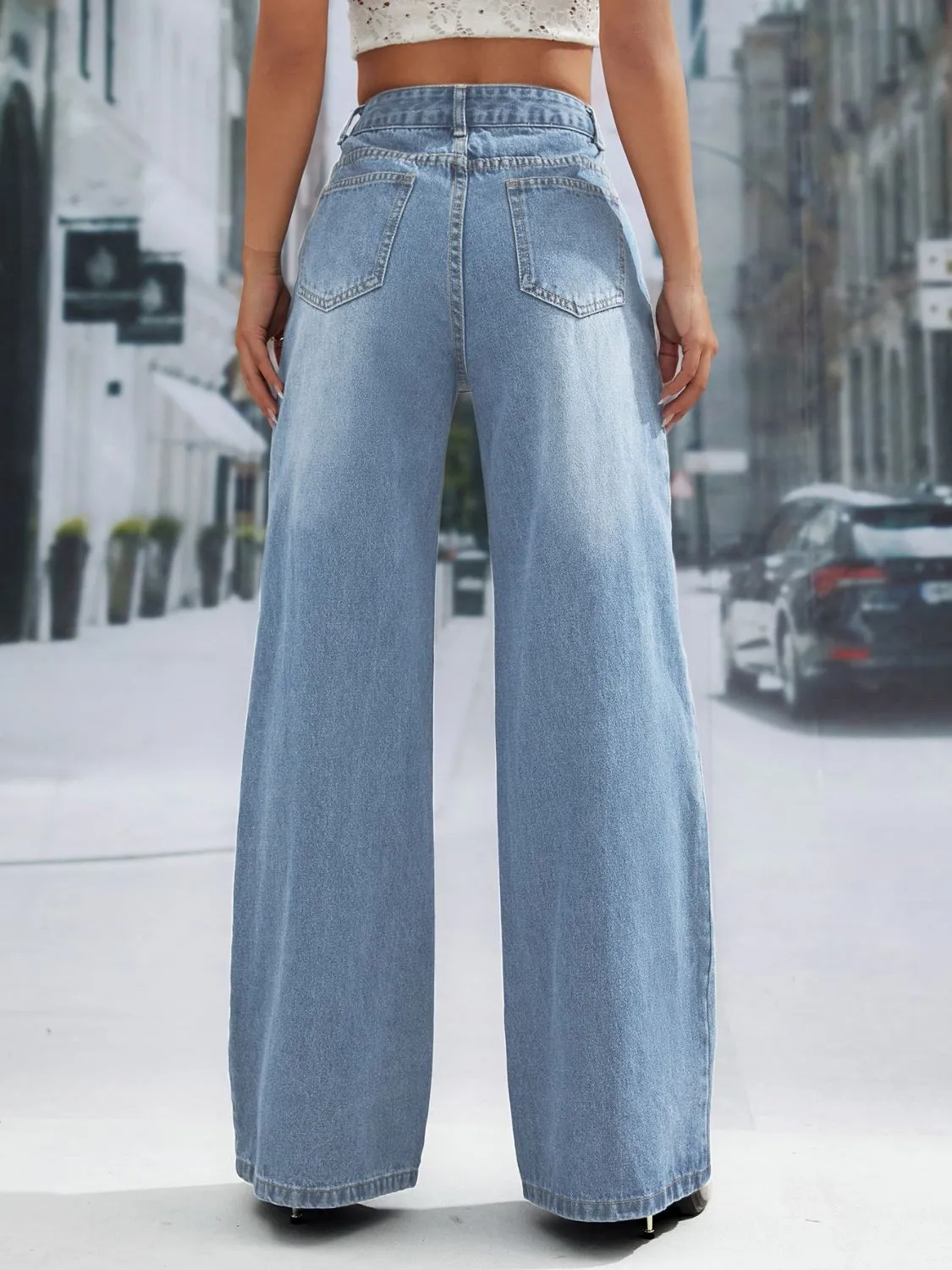 Just BE. Bradely Wide Leg Jeans - Light wash