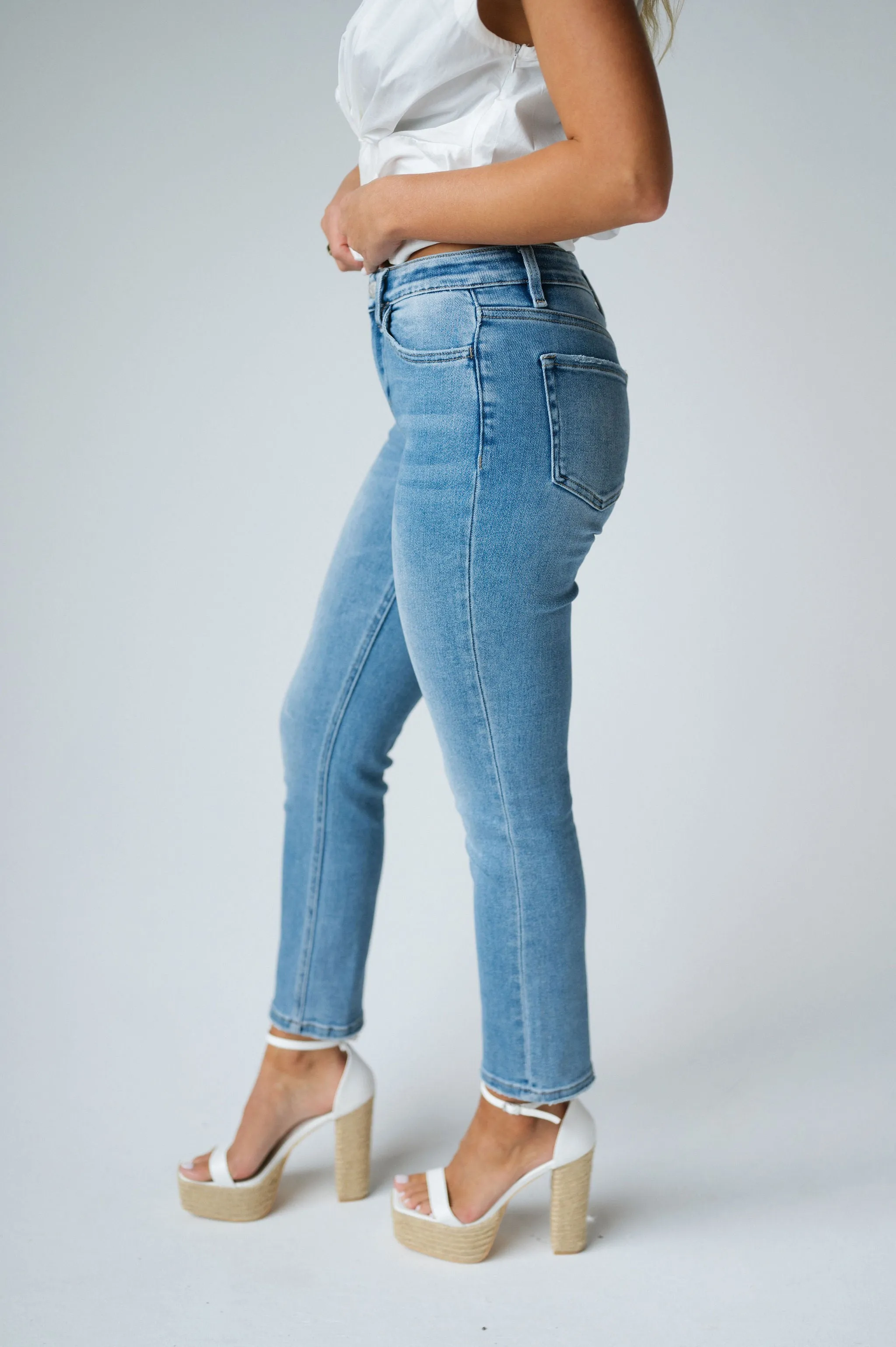 Kate Mid Rise Straight Leg Jeans