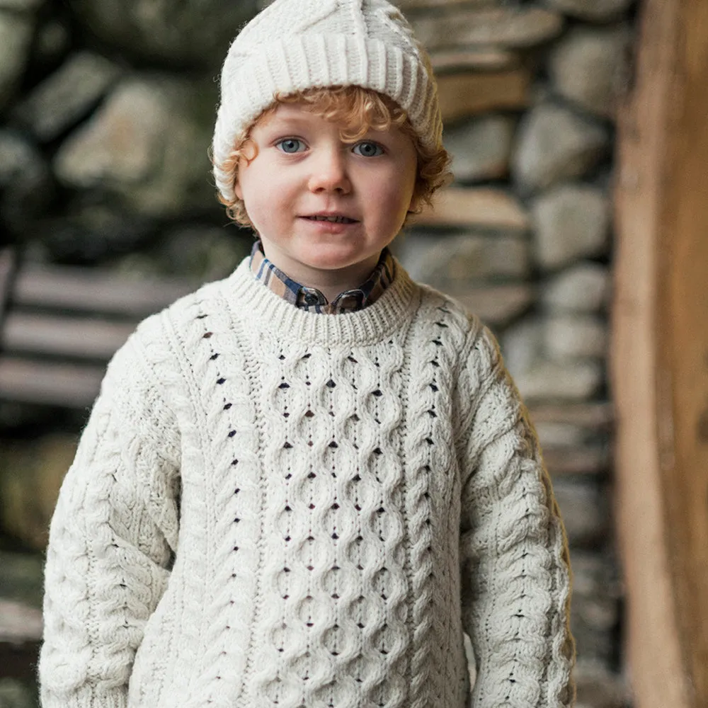 Kids Aran Knit Crew Neck Sweater