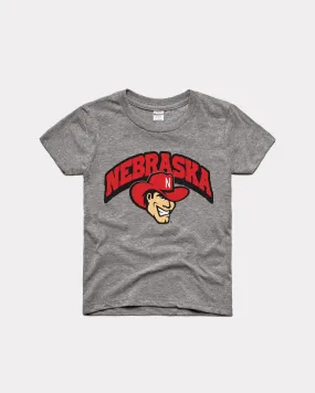 Kids Nebraska Husker Power Vintage Grey T-Shirt