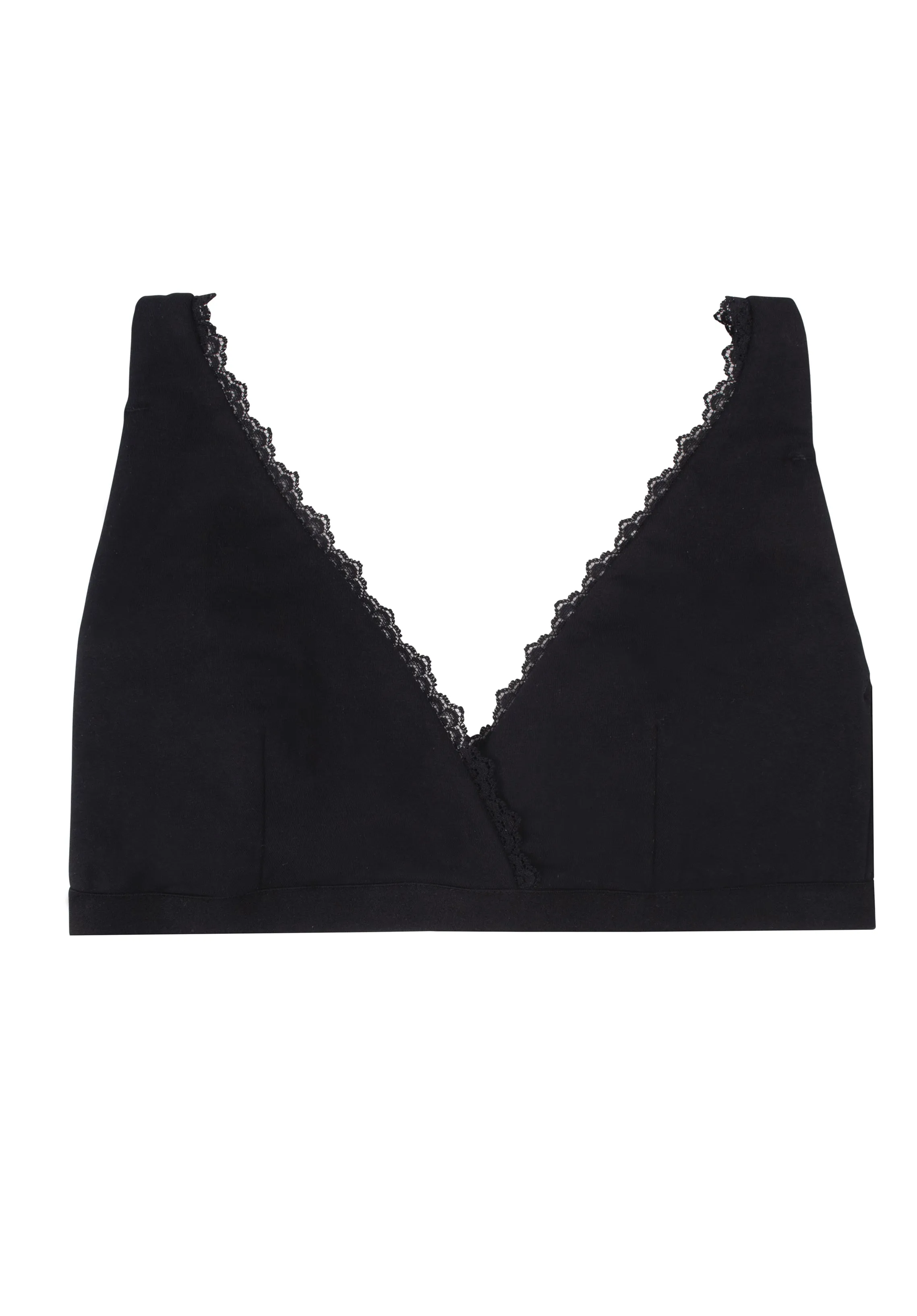 Lace Trim Triangle Bra in Black