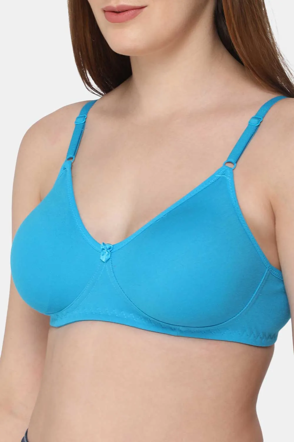 Medium Coverage Non-Wired Non-Padded Intimacy Saree Bra - Blue Atoll - INT29