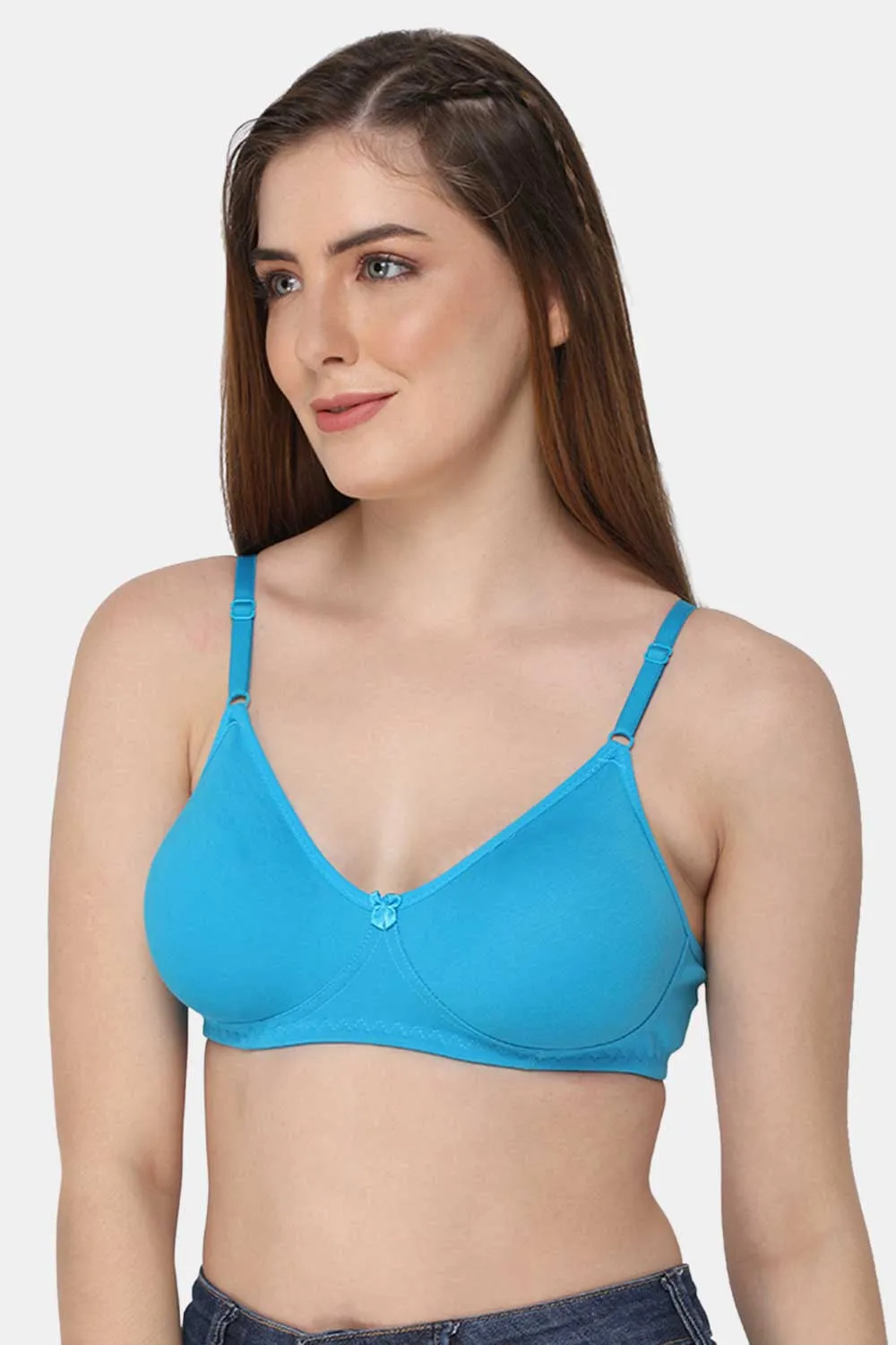 Medium Coverage Non-Wired Non-Padded Intimacy Saree Bra - Blue Atoll - INT29