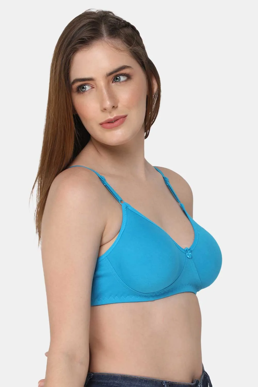 Medium Coverage Non-Wired Non-Padded Intimacy Saree Bra - Blue Atoll - INT29