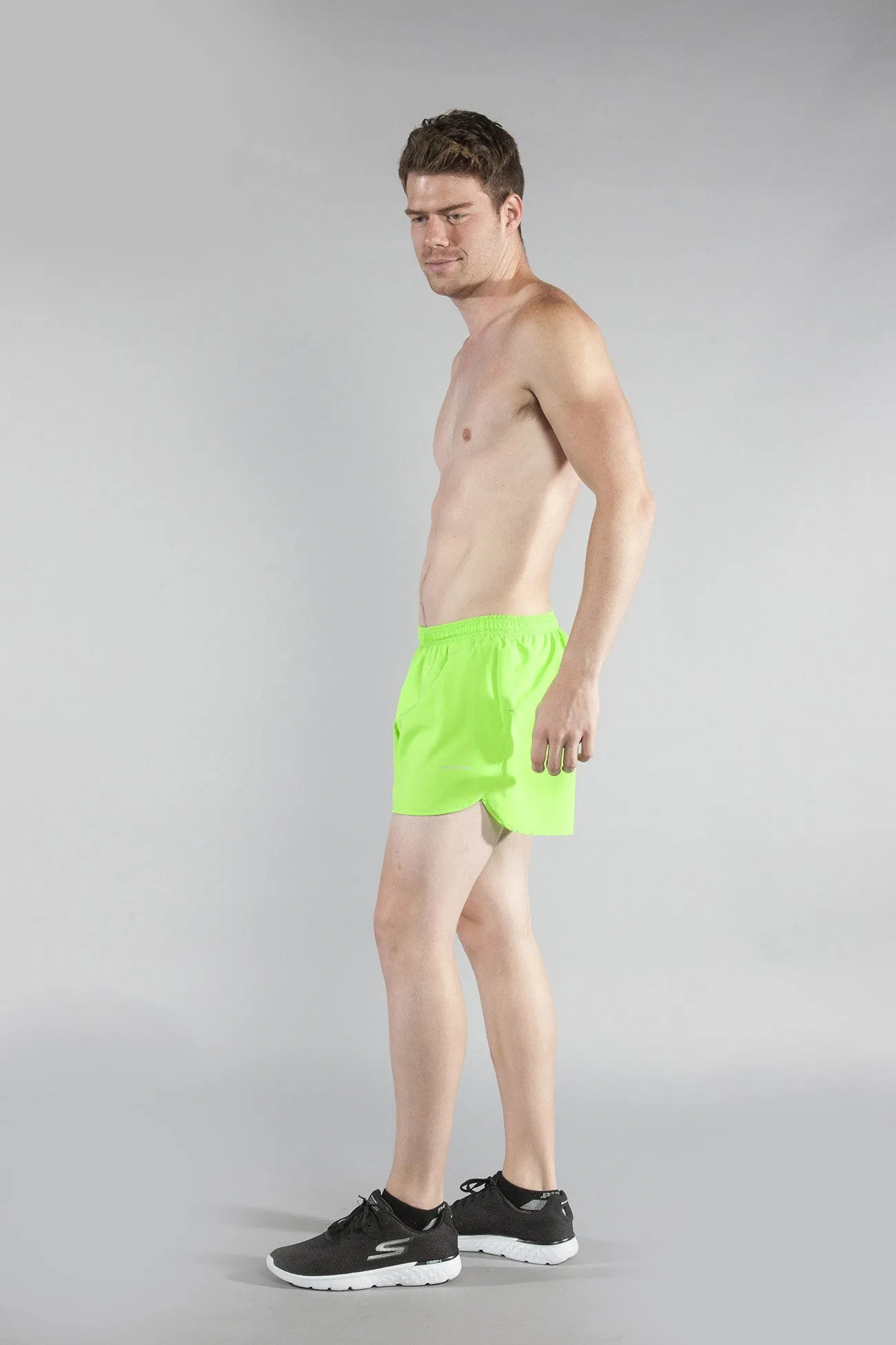 Men's 3" Half Split Trainer Shorts- Neon Lime