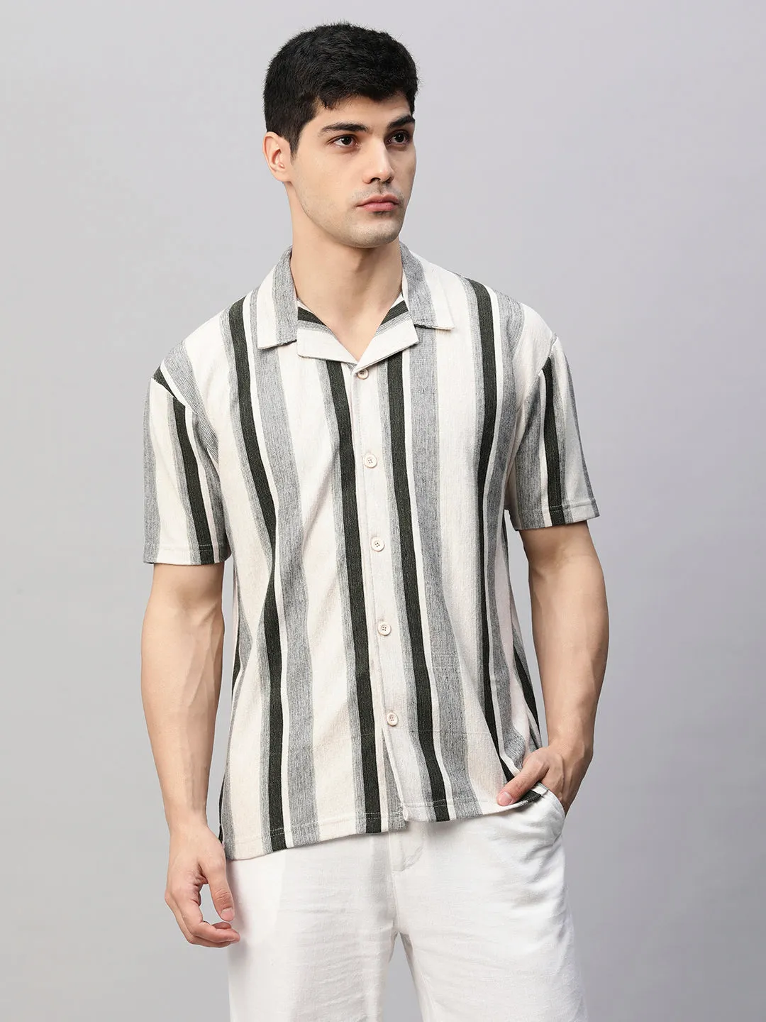 Mens Half Sleeve Resort Shirt - Stripe