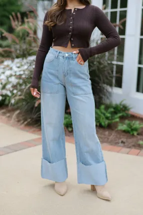 Mia Cuffed Jeans-Light Denim