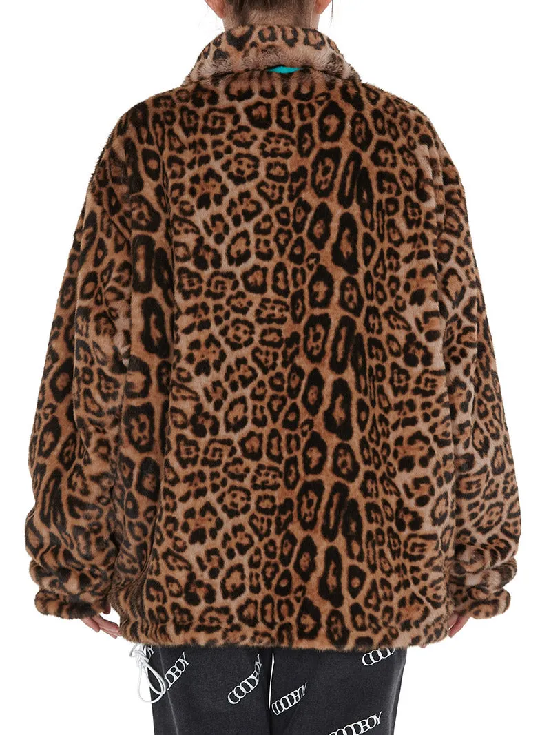 Oversized Leopard Fur Jacket