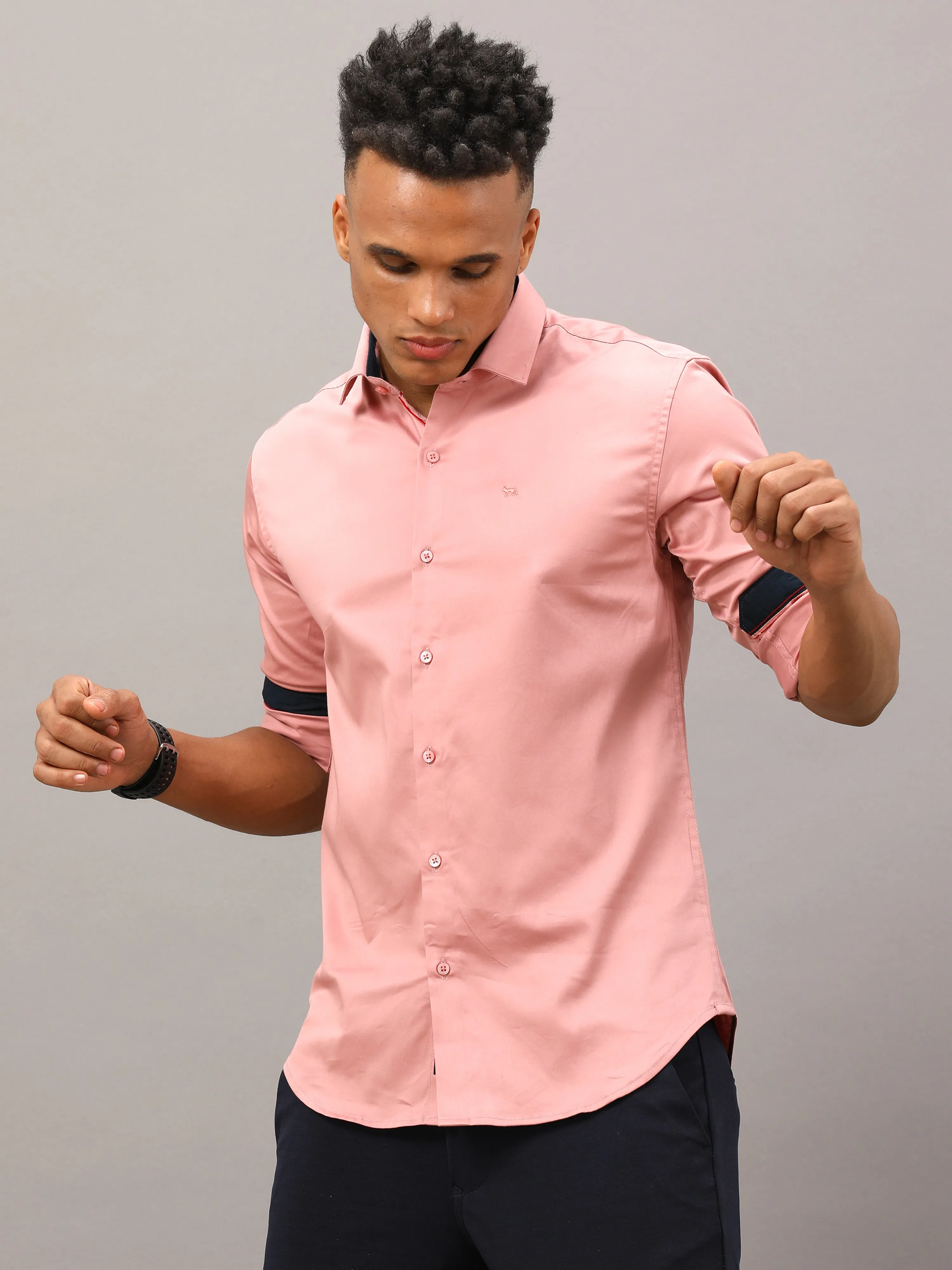 Plain Peach Shirt Full Sleeve