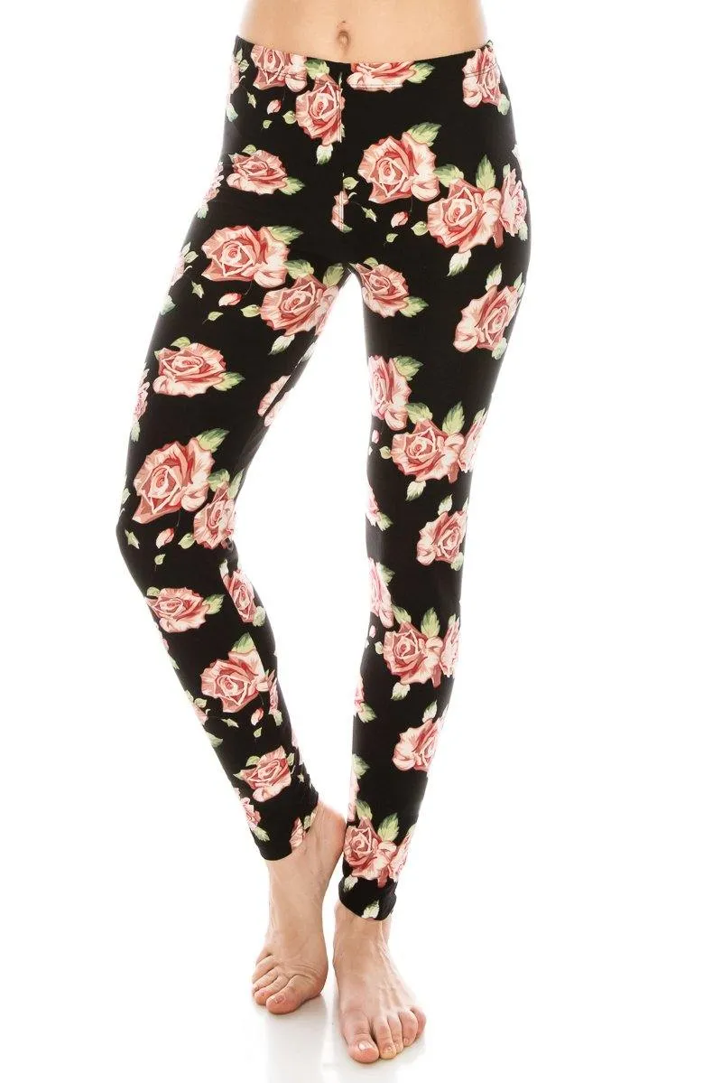 Print Pattern Leggings - Soft Stretch Peach Skin Leggings