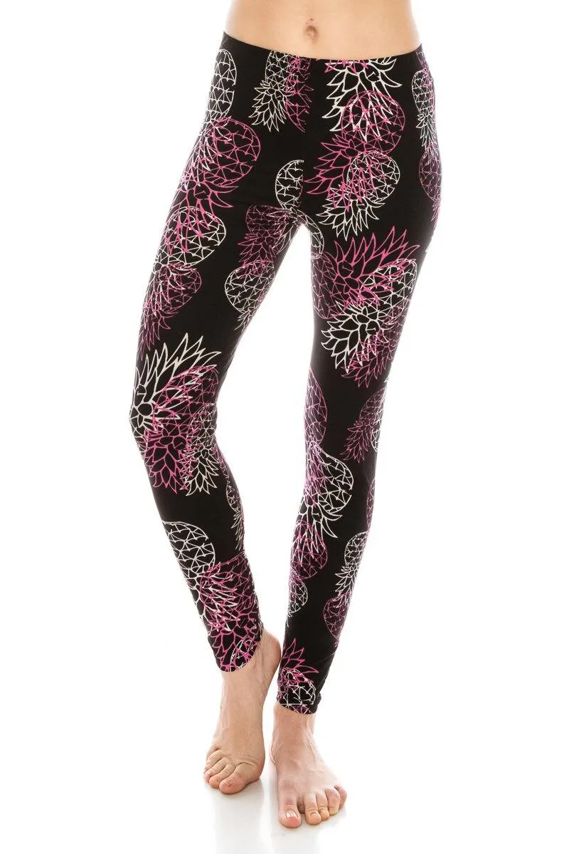 Print Pattern Leggings - Soft Stretch Peach Skin Leggings