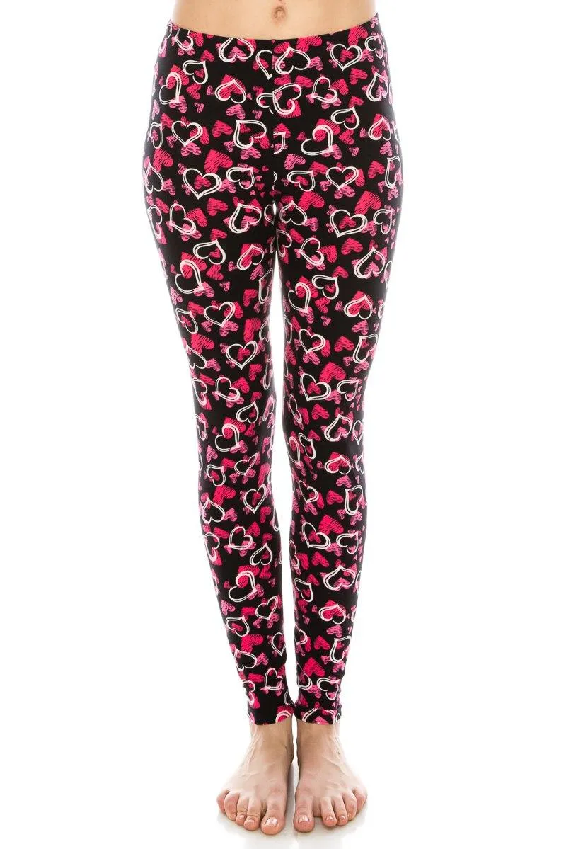 Print Pattern Leggings - Soft Stretch Peach Skin Leggings