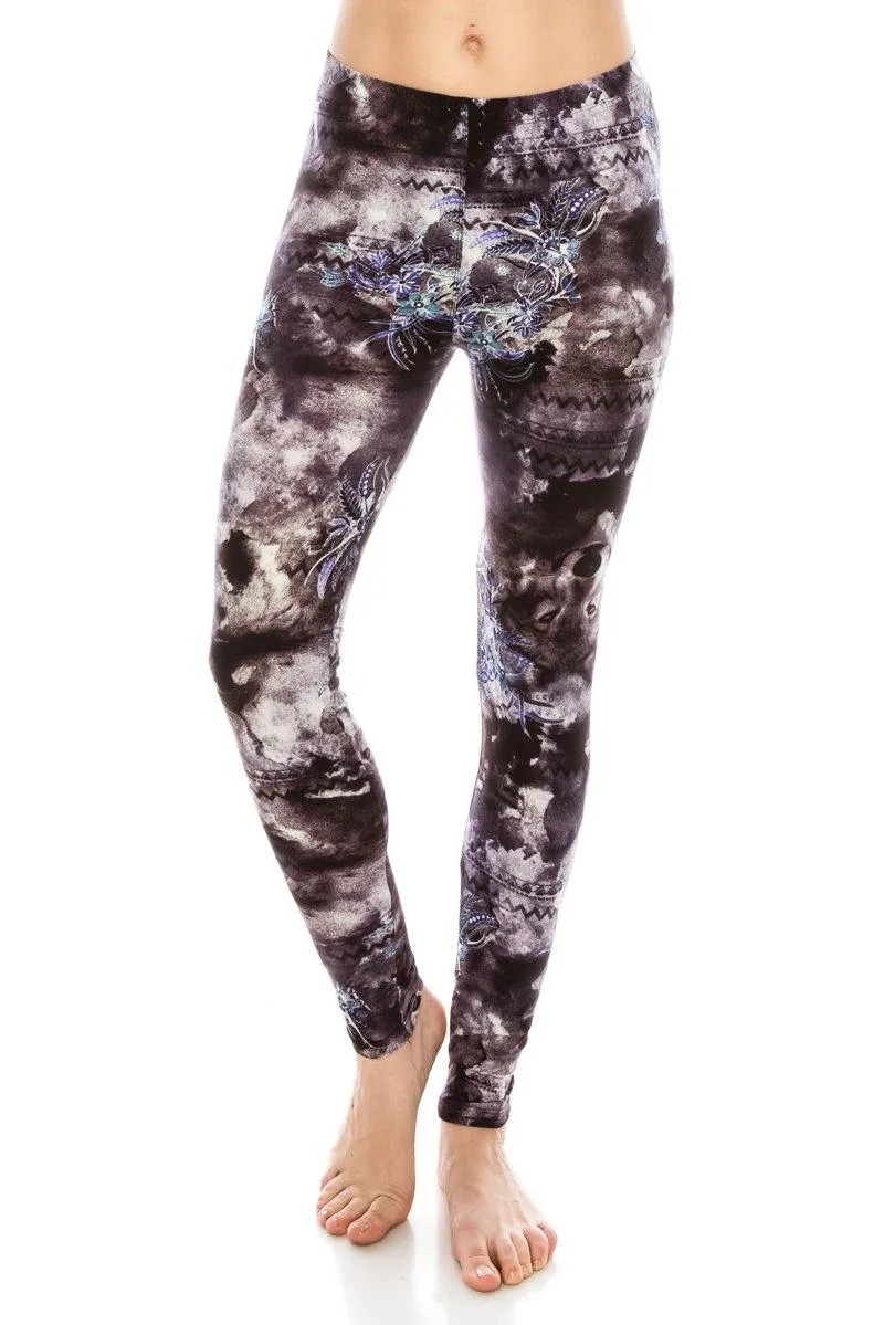 Print Pattern Leggings - Soft Stretch Peach Skin Leggings