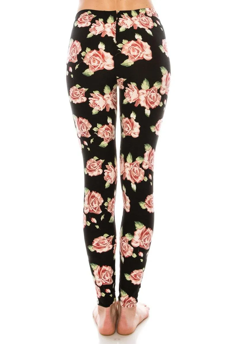 Print Pattern Leggings - Soft Stretch Peach Skin Leggings