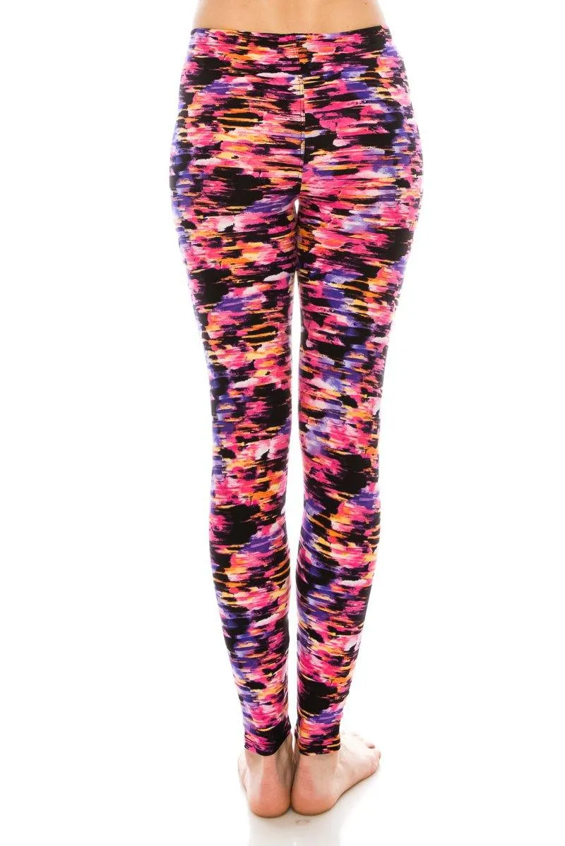 Print Pattern Leggings - Soft Stretch Peach Skin Leggings