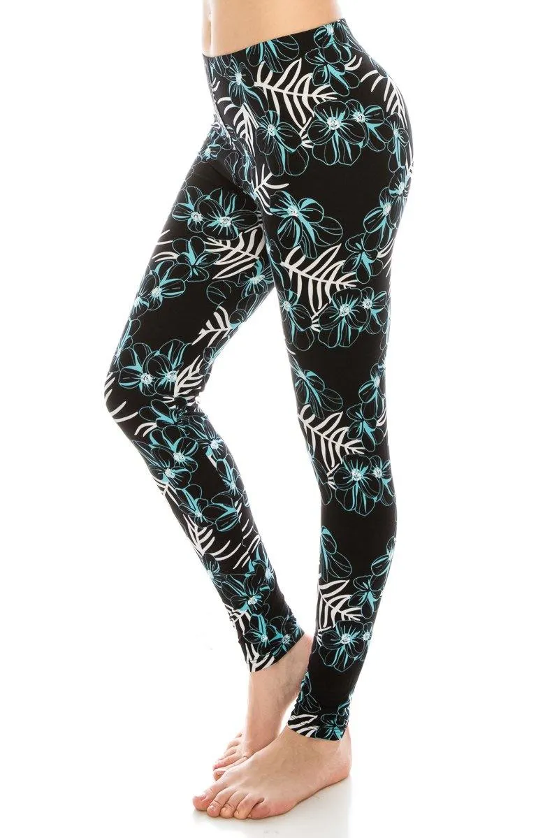 Print Pattern Leggings - Soft Stretch Peach Skin Leggings