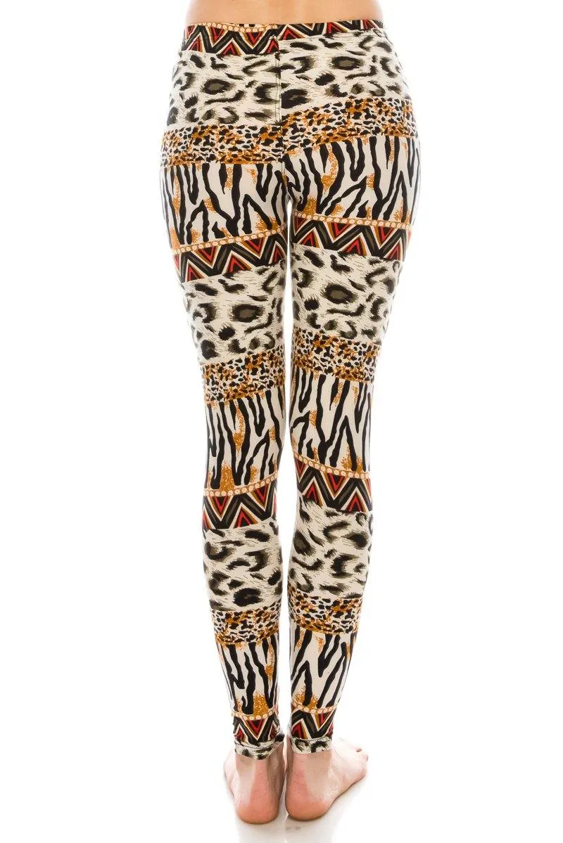 Print Pattern Leggings - Soft Stretch Peach Skin Leggings