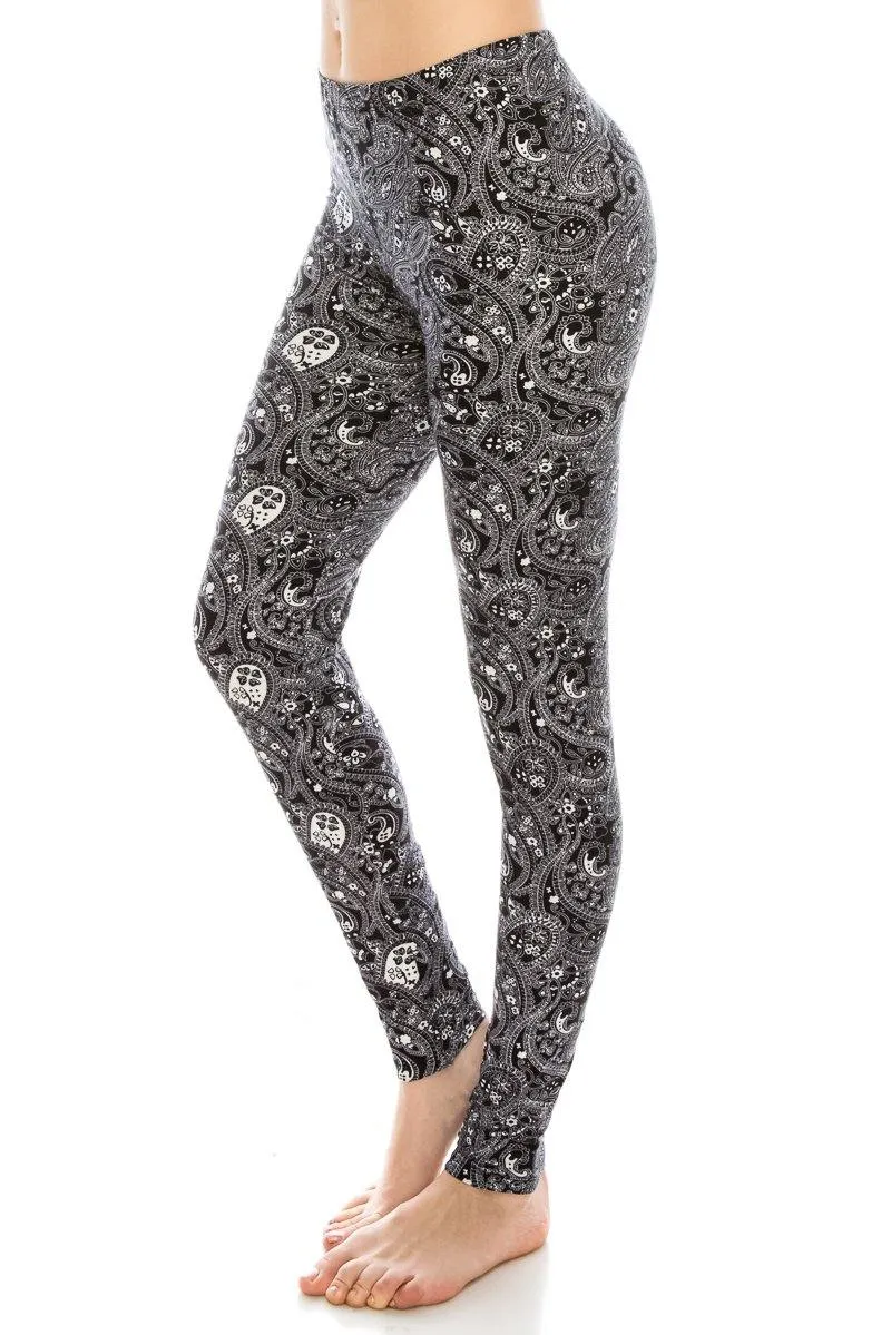 Print Pattern Leggings - Soft Stretch Peach Skin Leggings