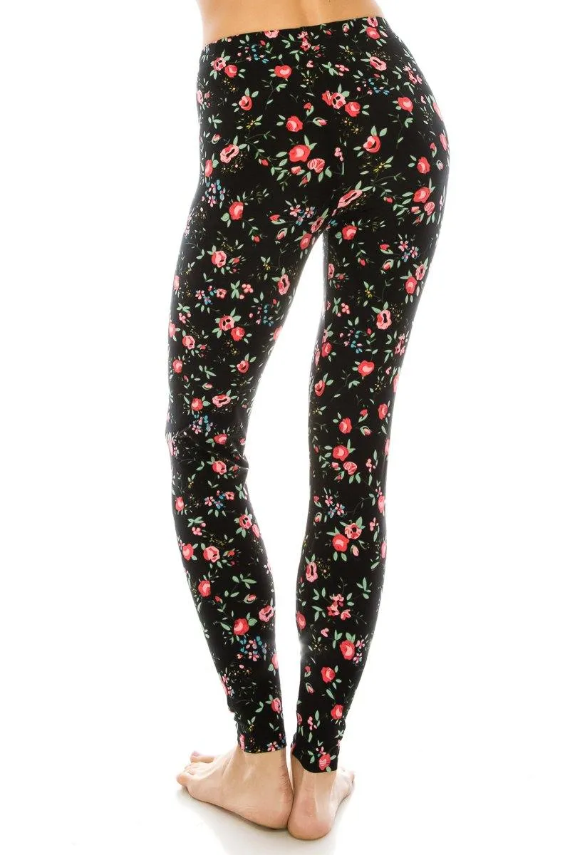 Print Pattern Leggings - Soft Stretch Peach Skin Leggings