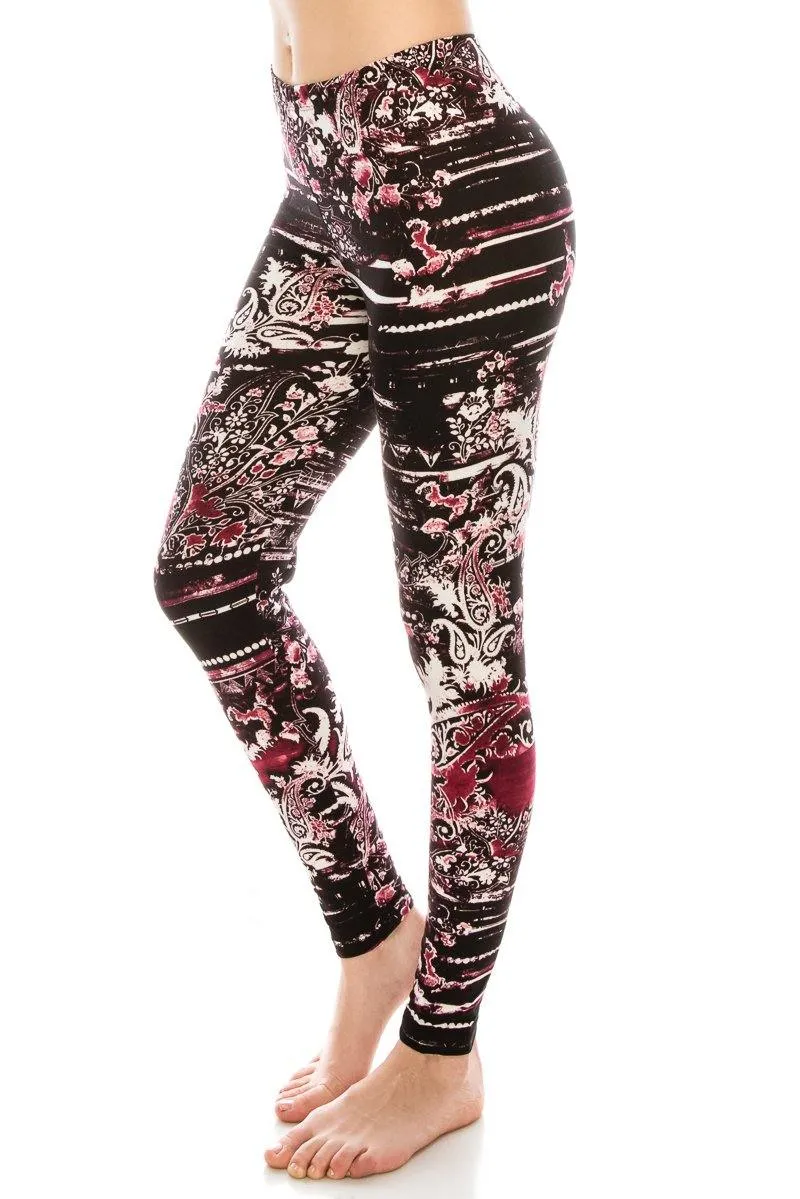 Print Pattern Leggings - Soft Stretch Peach Skin Leggings