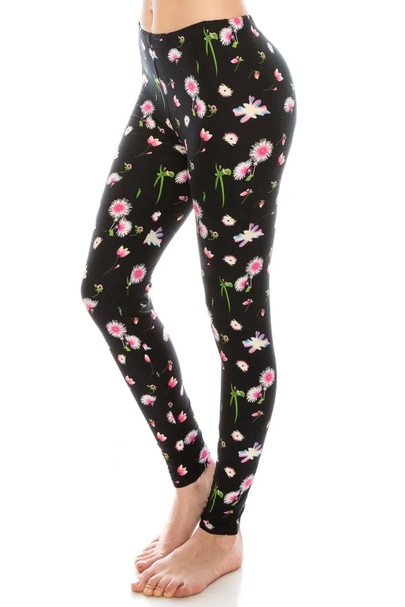 Print Pattern Leggings - Soft Stretch Peach Skin Leggings