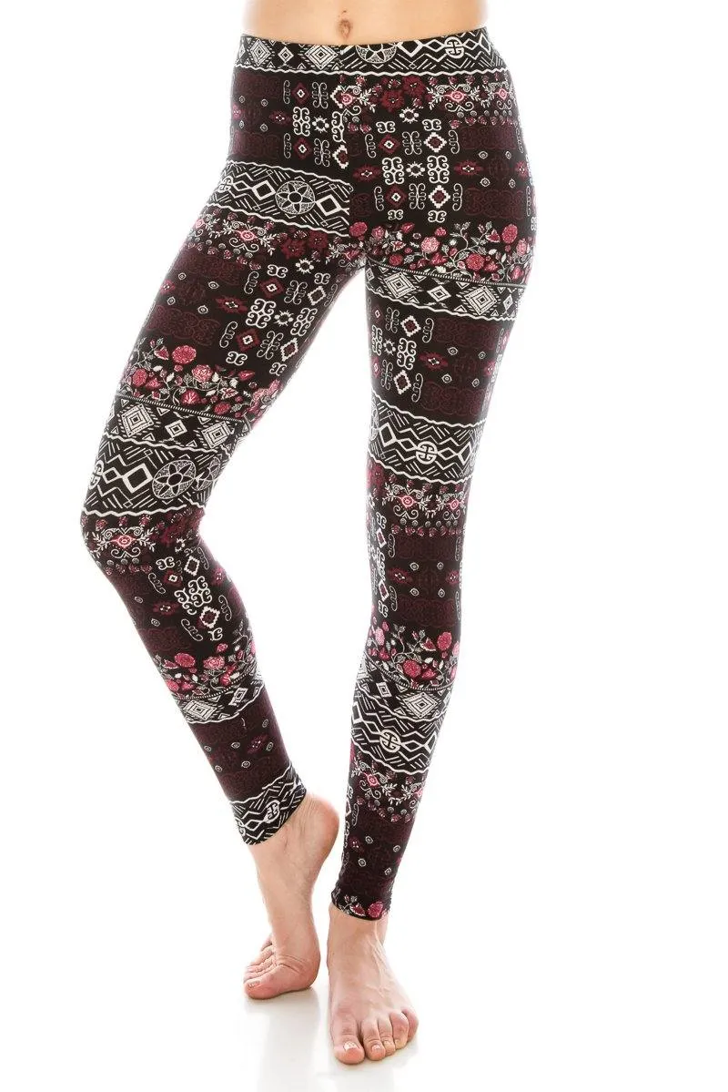 Print Pattern Leggings - Soft Stretch Peach Skin Leggings