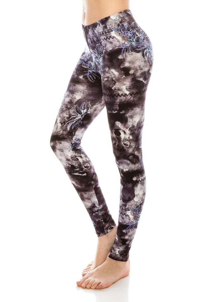 Print Pattern Leggings - Soft Stretch Peach Skin Leggings