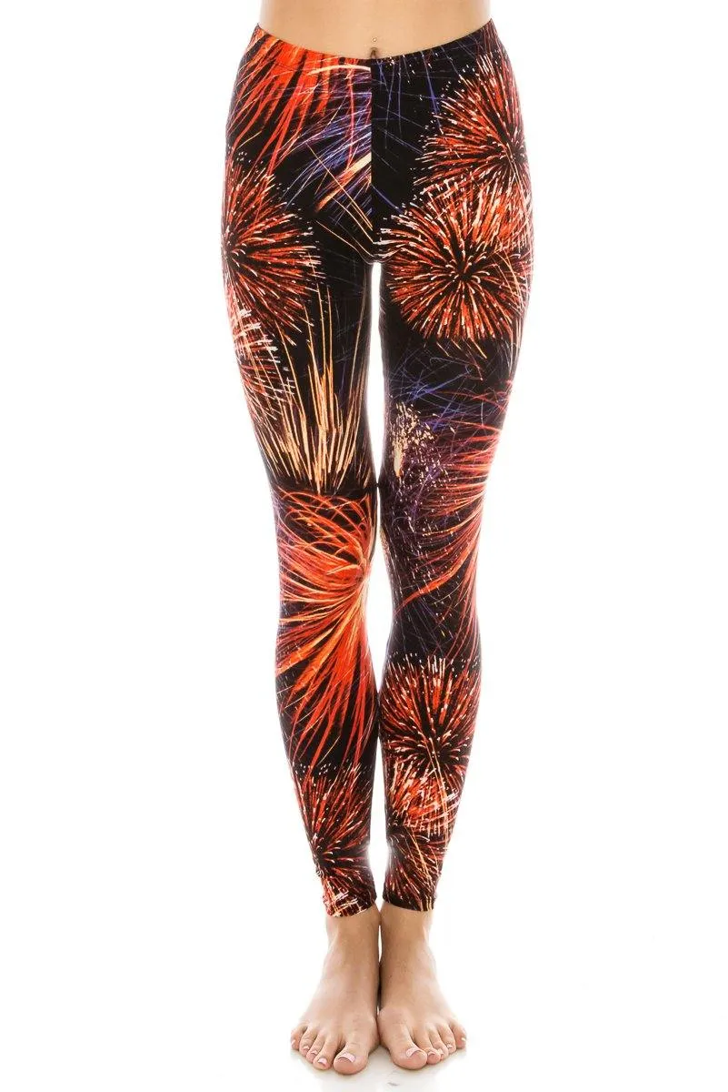 Print Pattern Leggings - Soft Stretch Peach Skin Leggings