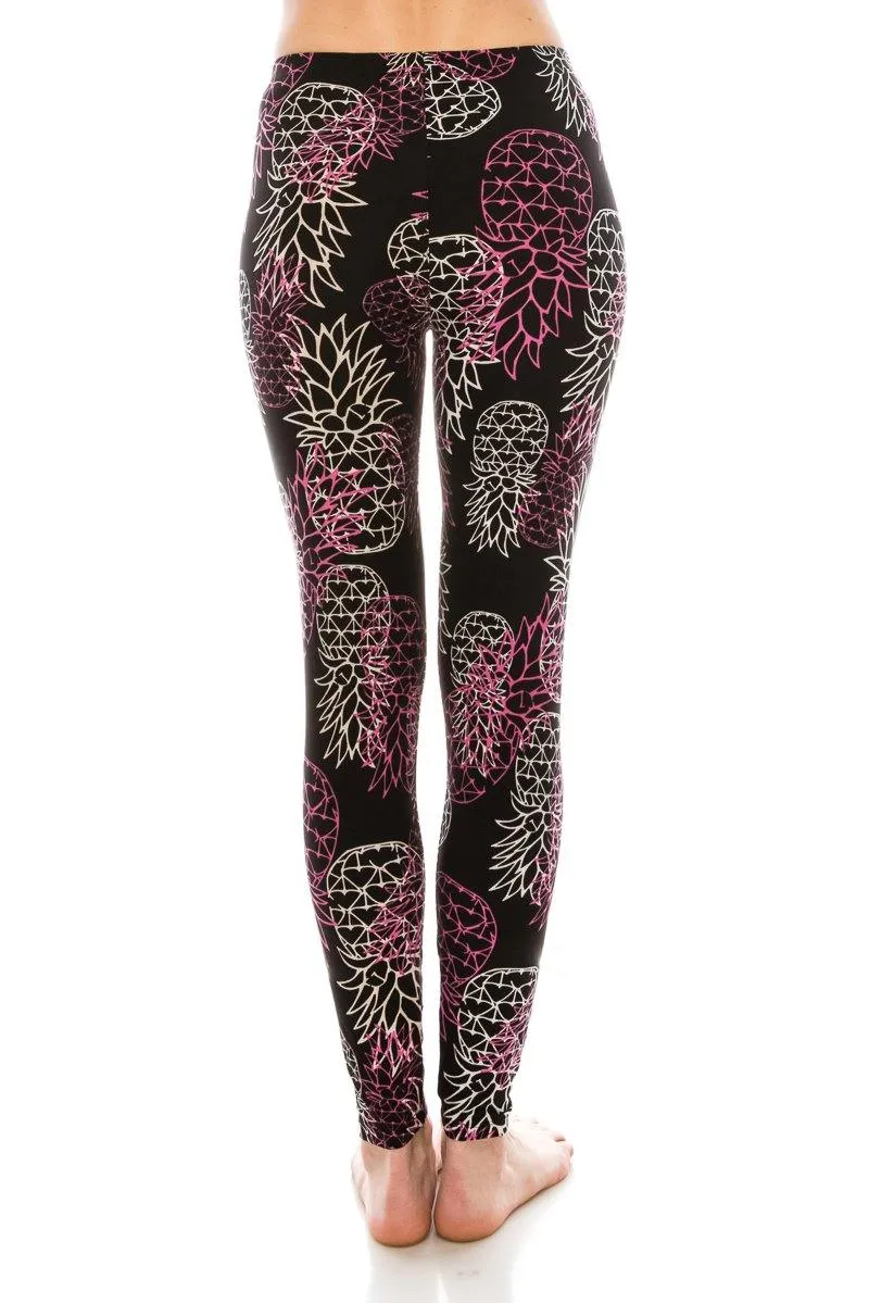 Print Pattern Leggings - Soft Stretch Peach Skin Leggings