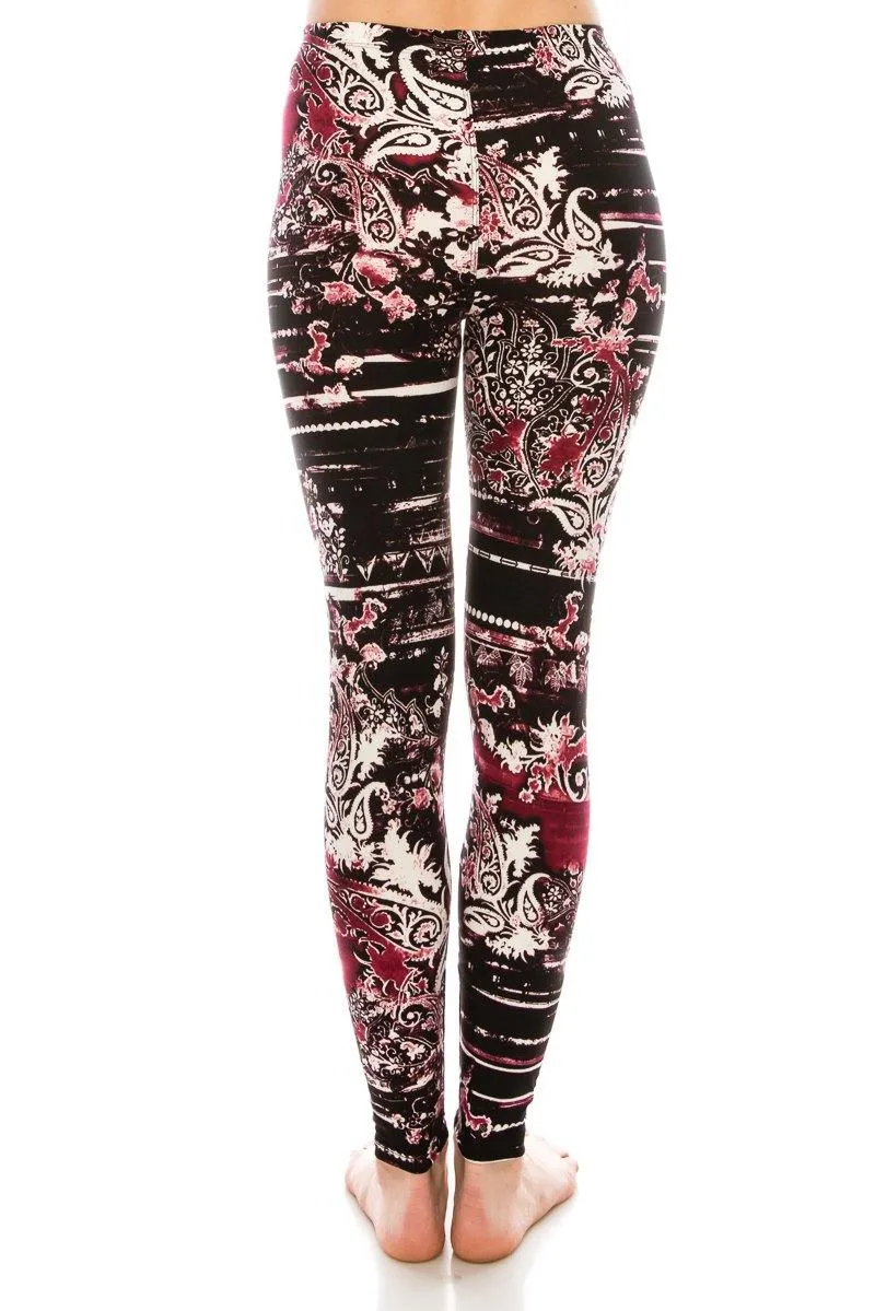 Print Pattern Leggings - Soft Stretch Peach Skin Leggings