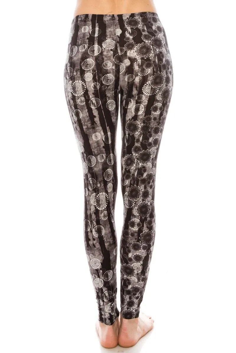 Print Pattern Leggings - Soft Stretch Peach Skin Leggings