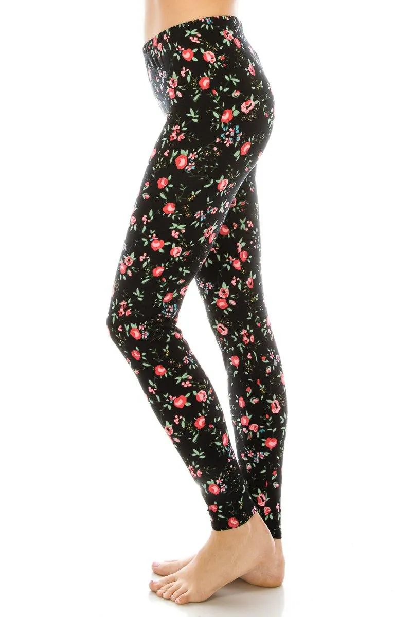 Print Pattern Leggings - Soft Stretch Peach Skin Leggings