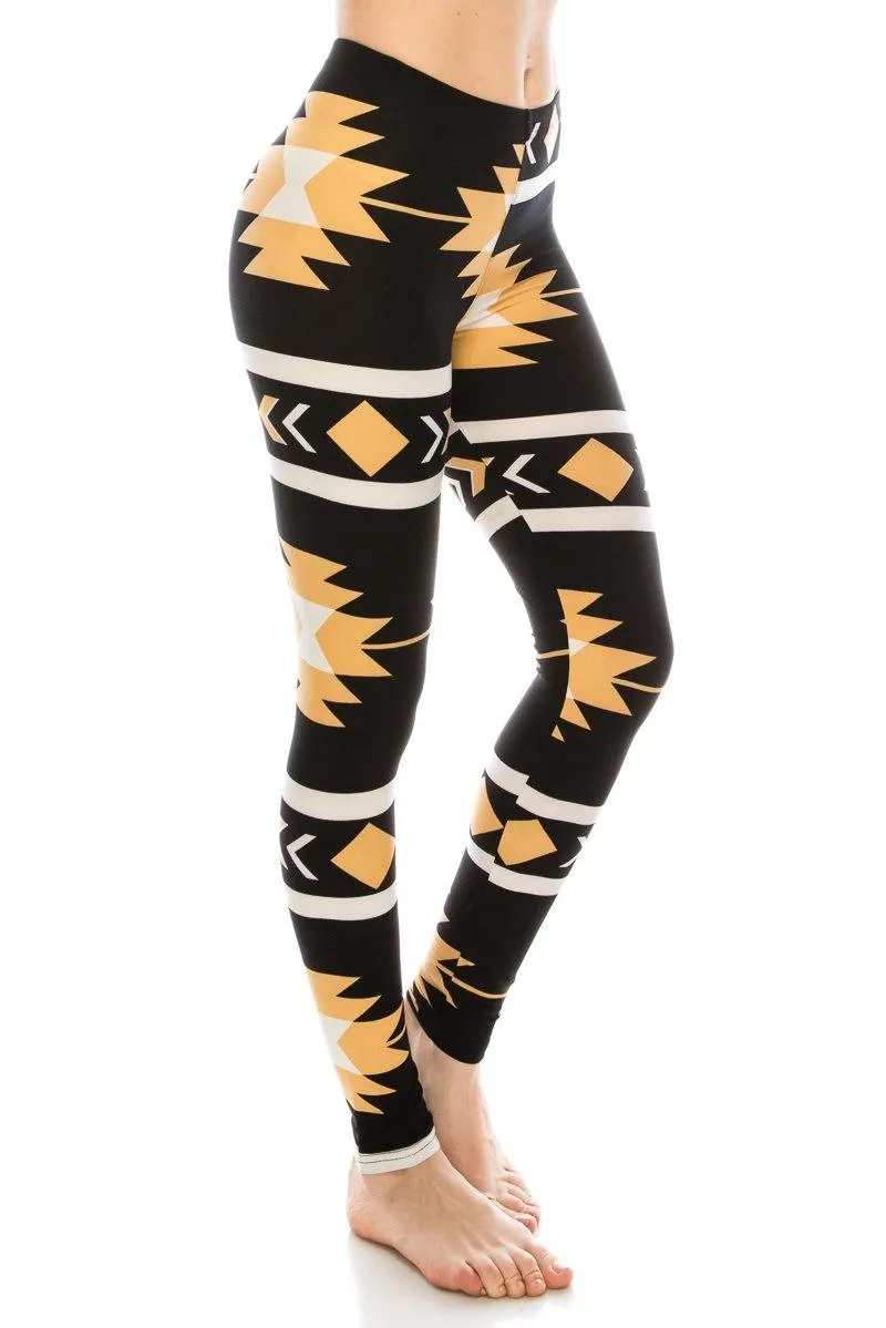 Print Pattern Leggings - Soft Stretch Peach Skin Leggings