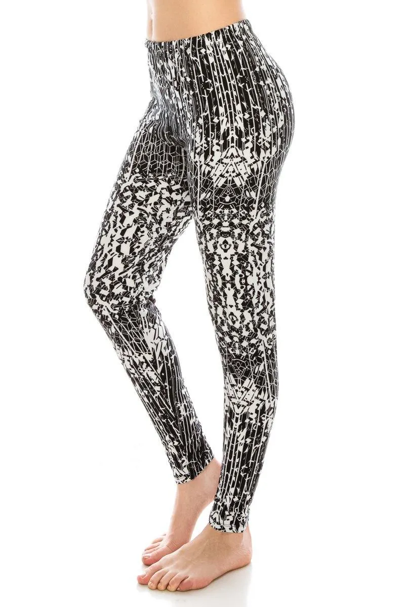 Print Pattern Leggings - Soft Stretch Peach Skin Leggings