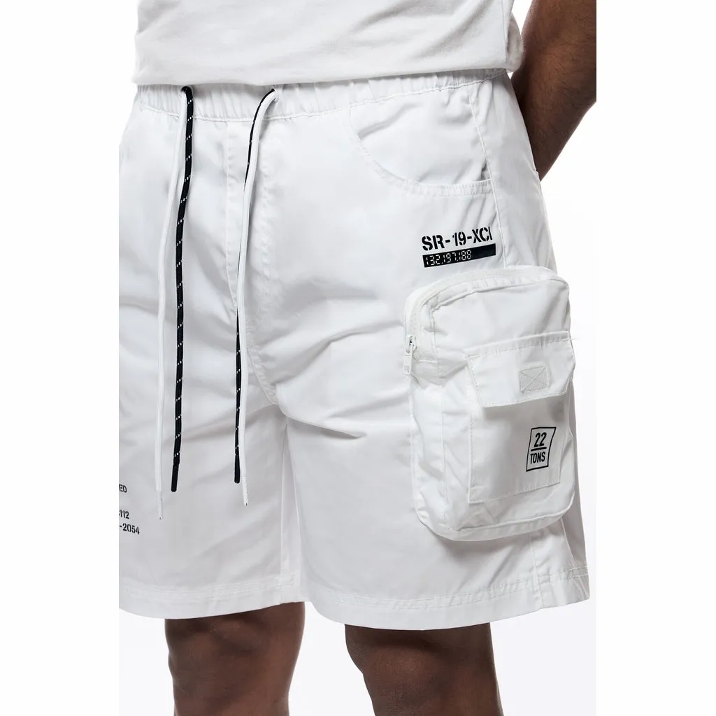 Printed Utility Lounge Windbreaker Shorts - White