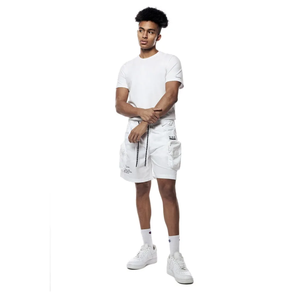 Printed Utility Lounge Windbreaker Shorts - White