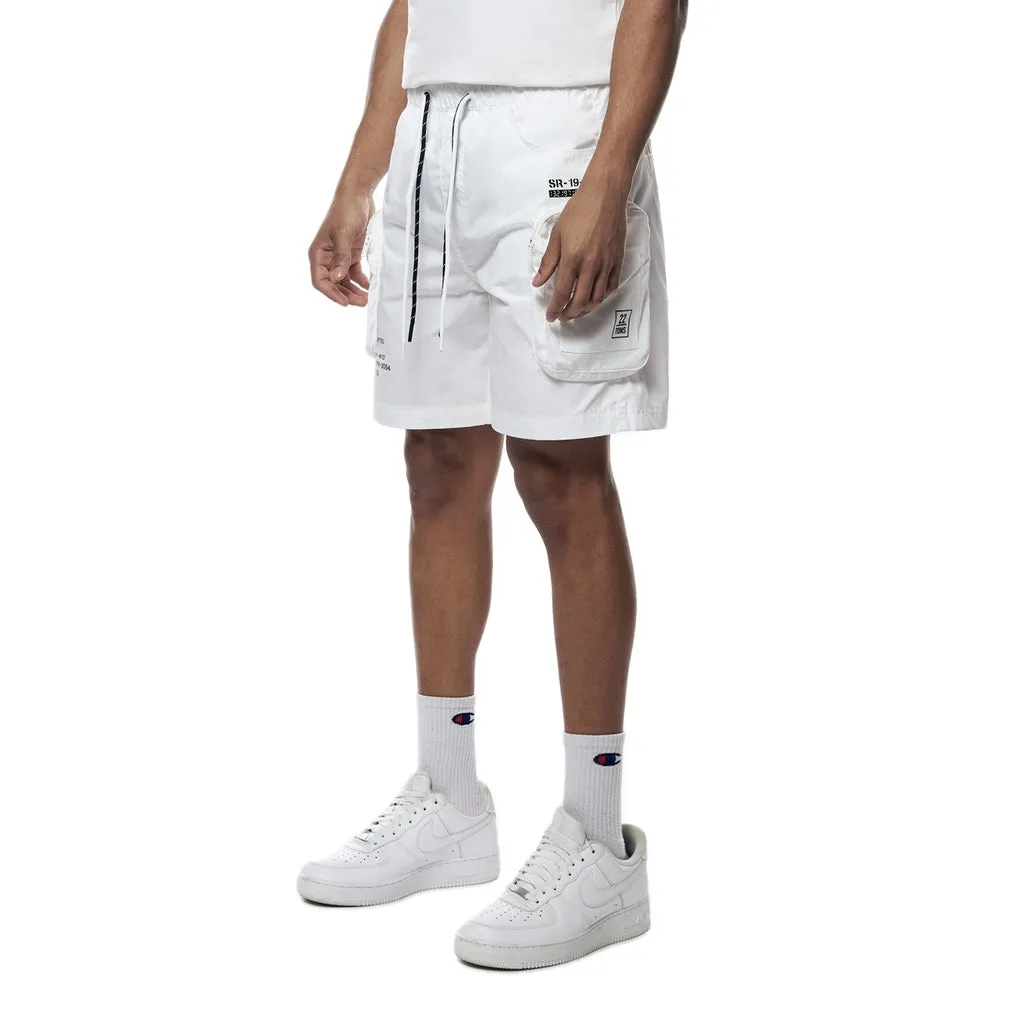 Printed Utility Lounge Windbreaker Shorts - White