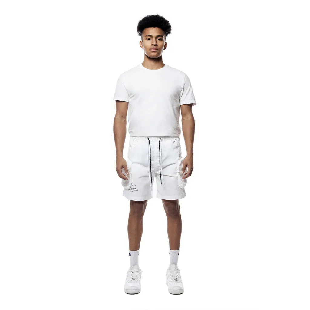 Printed Utility Lounge Windbreaker Shorts - White