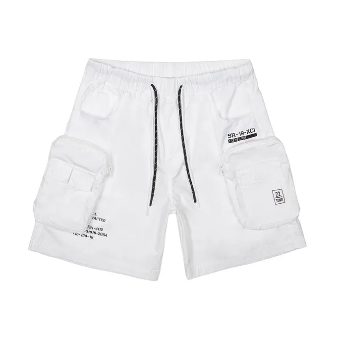 Printed Utility Lounge Windbreaker Shorts - White