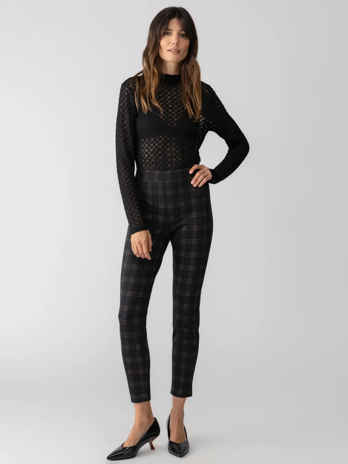 Runway Semi High Rise Legging Garnet Plaid