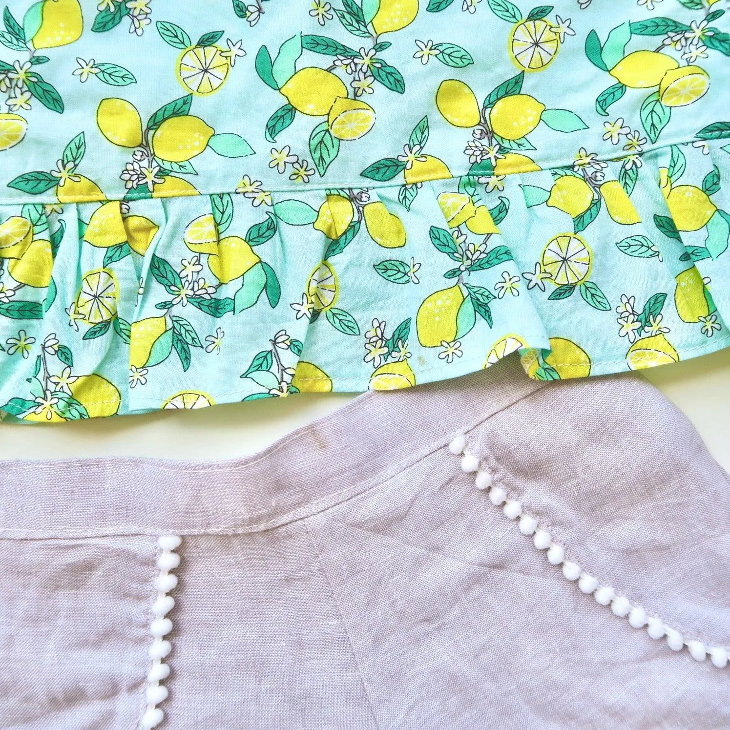 Sage Ruffle Top and Pompom Shorts